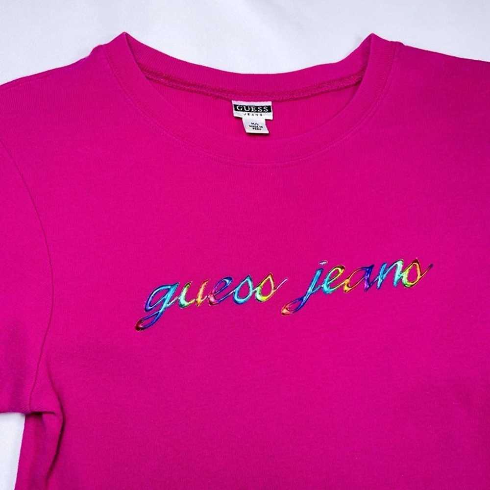 Vintage GUESS 90s Y2K Pink Rainbow Letter Pink Sh… - image 5