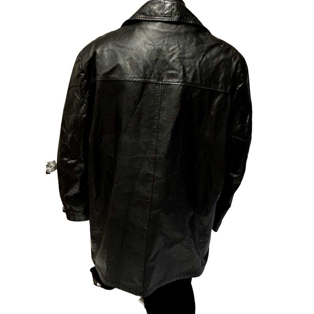 Unbrnd Vintage 70's Men's BLACK Leather Sport Coa… - image 10