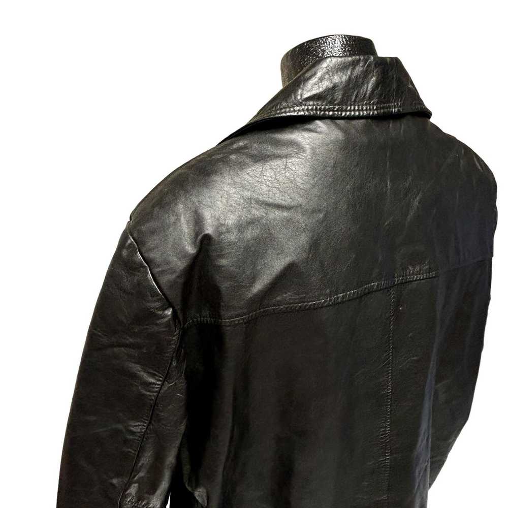 Unbrnd Vintage 70's Men's BLACK Leather Sport Coa… - image 11