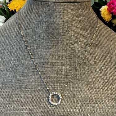 Other Silver tone paved circle pendant necklace - image 1