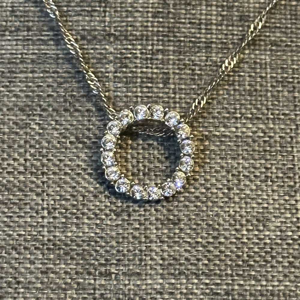 Other Silver tone paved circle pendant necklace - image 2