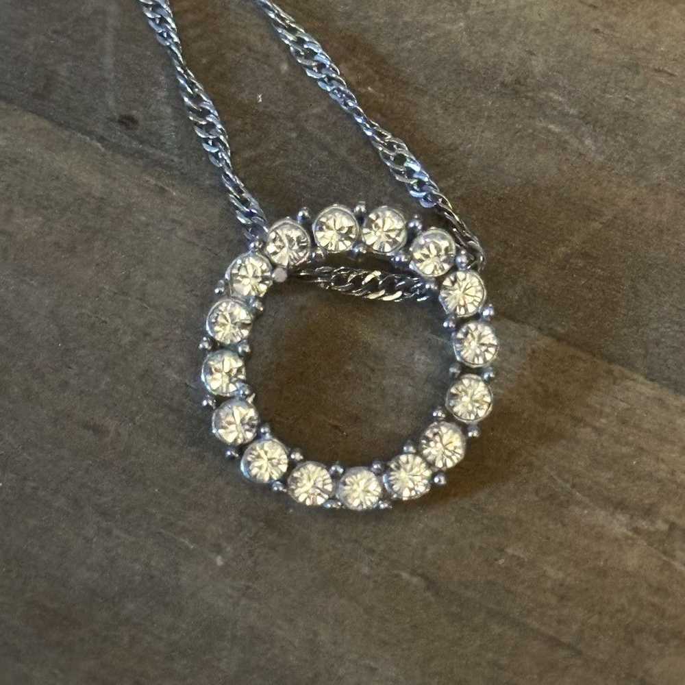 Other Silver tone paved circle pendant necklace - image 4