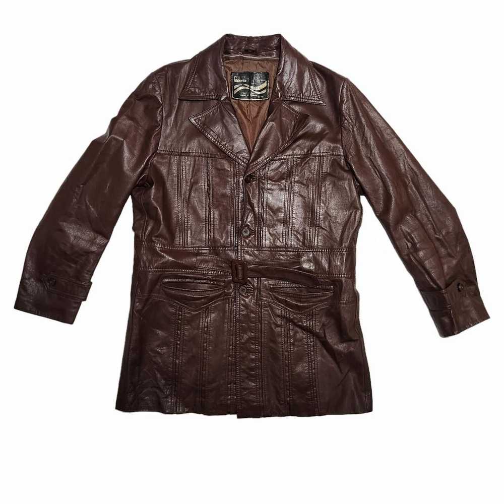 Leather × Leather Jacket × Vintage 70s Leather Be… - image 1