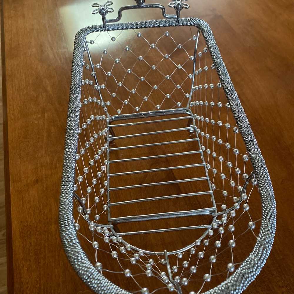 Bathtub shaped wire basket - vintage rare unique - image 4