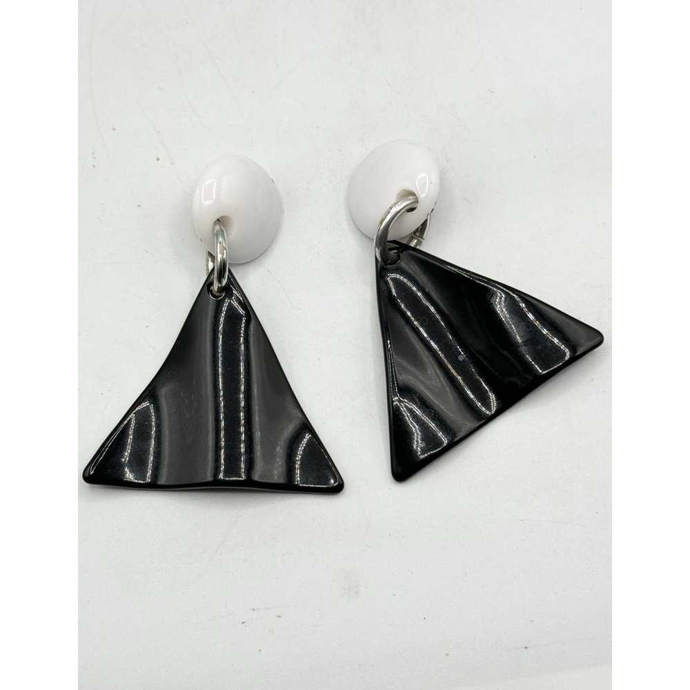 Vintage Vintage plastic triangle dangle drop earr… - image 4