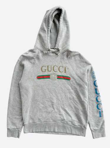 Gucci Gucci Grey Dragon Embroidered Logo Hoodie