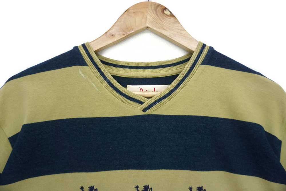 Pringle Of Scotland × Vintage Striped Tee V Neck … - image 3