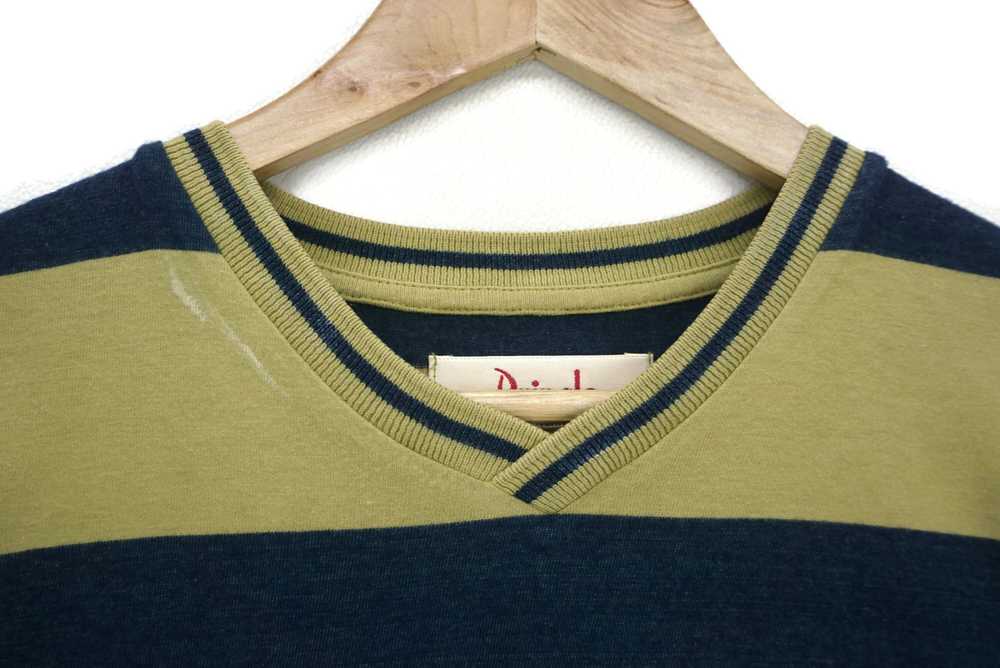 Pringle Of Scotland × Vintage Striped Tee V Neck … - image 4