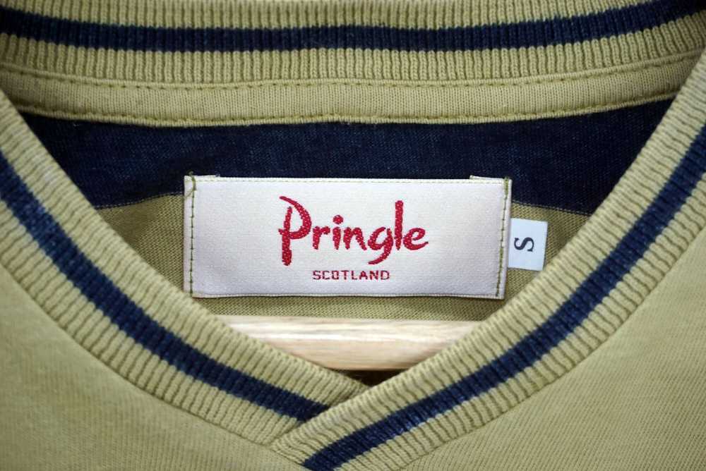 Pringle Of Scotland × Vintage Striped Tee V Neck … - image 9