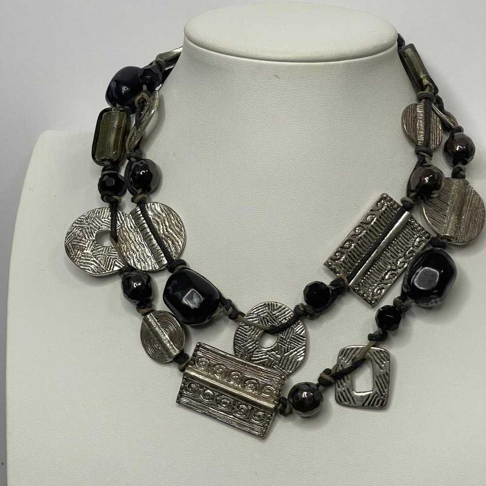 Chico's necklace costume jewelry tribal heavy nec… - image 8