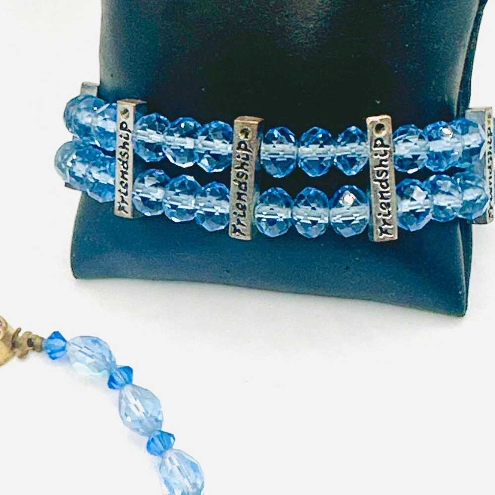 Vintage AB Crystal Beaded Necklace Bracelet & Flo… - image 3