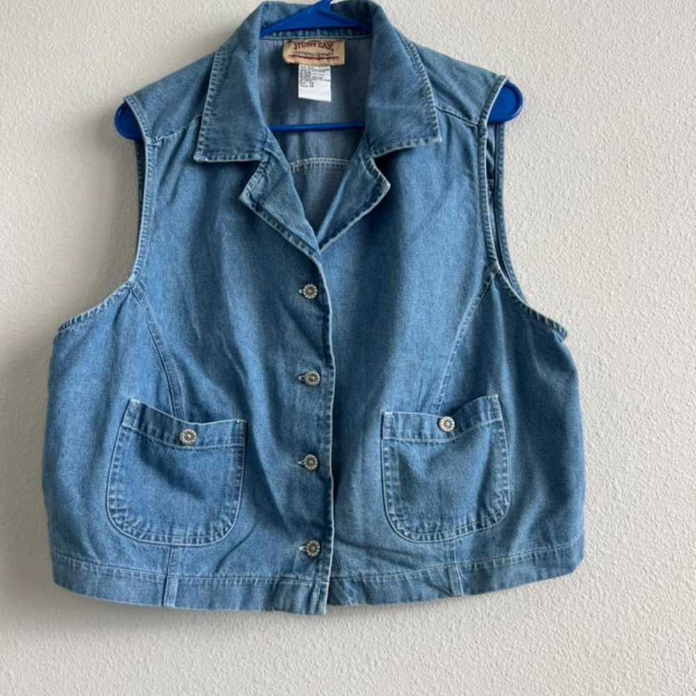 Designer Vintage Blue Denim Jean Vest - image 1