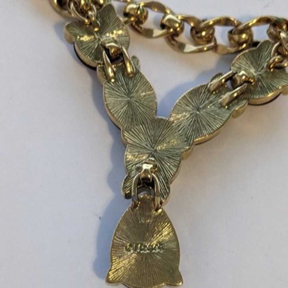 Vintage Signed MONET Cabochon Gold Chain Link Nec… - image 4