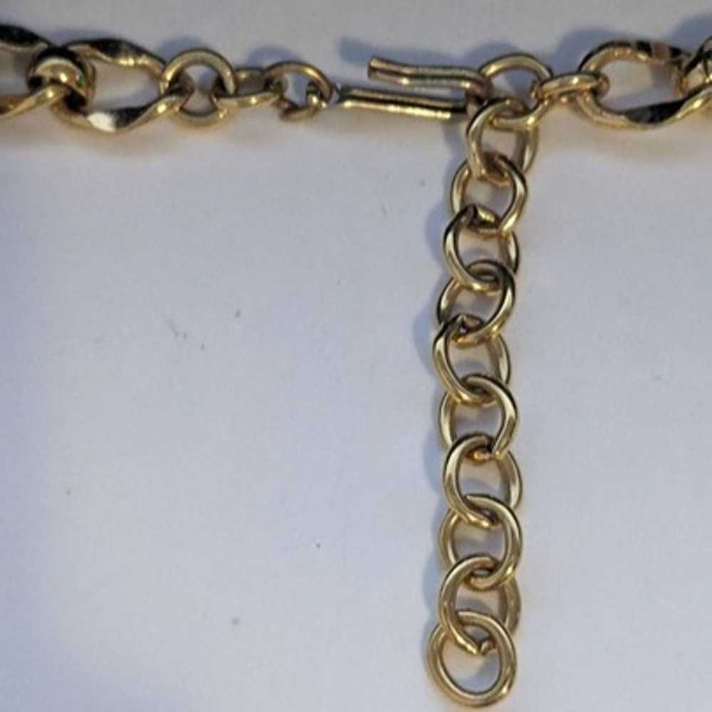 Vintage Signed MONET Cabochon Gold Chain Link Nec… - image 5
