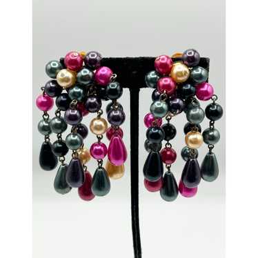 Vintage Vintage colorful beaded tassel earrings - image 1