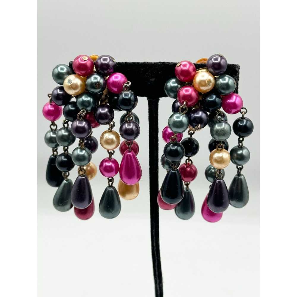 Vintage Vintage colorful beaded tassel earrings - image 2