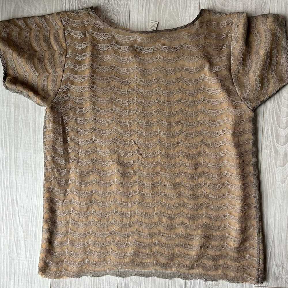 J.Crew J. Crew Brown Sheer Lace Blouse Size S - image 4
