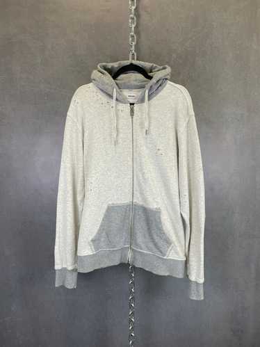 Diesel Grey Distressed diesel two tone full zip h… - image 1