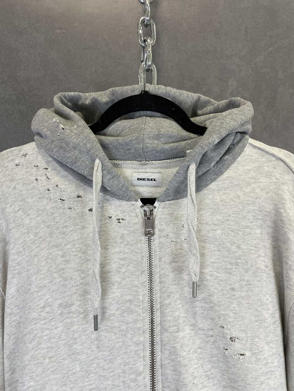 Diesel Grey Distressed diesel two tone full zip h… - image 2