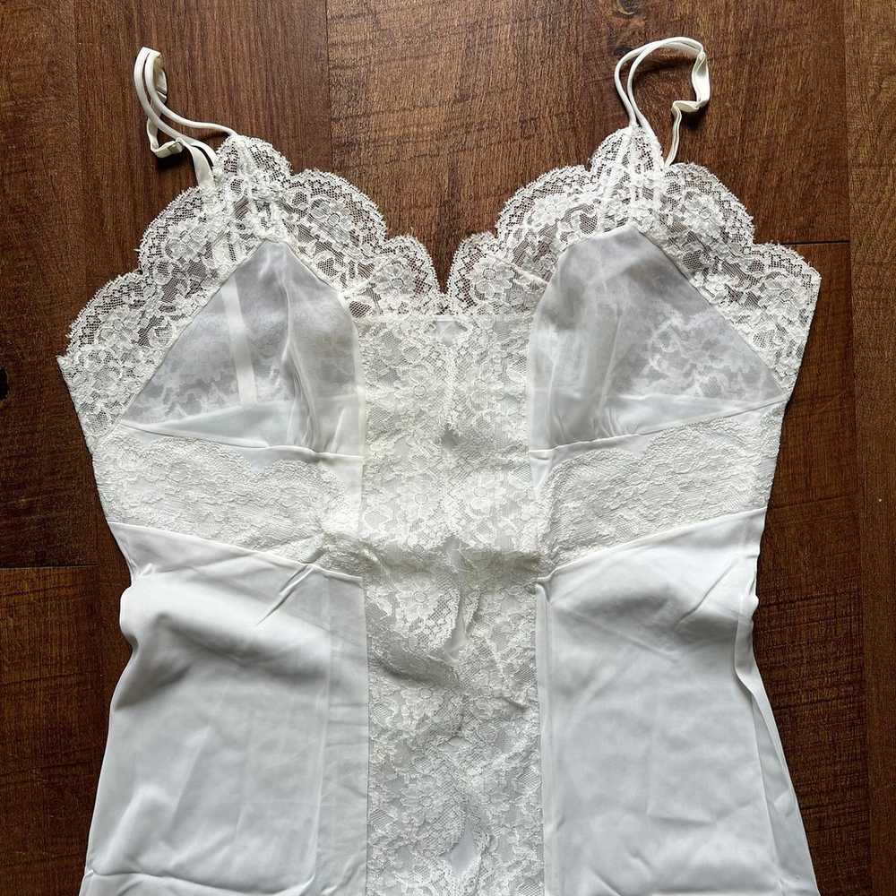 Munsingwear Sheer Lace Lingerie White Slip Dress … - image 2