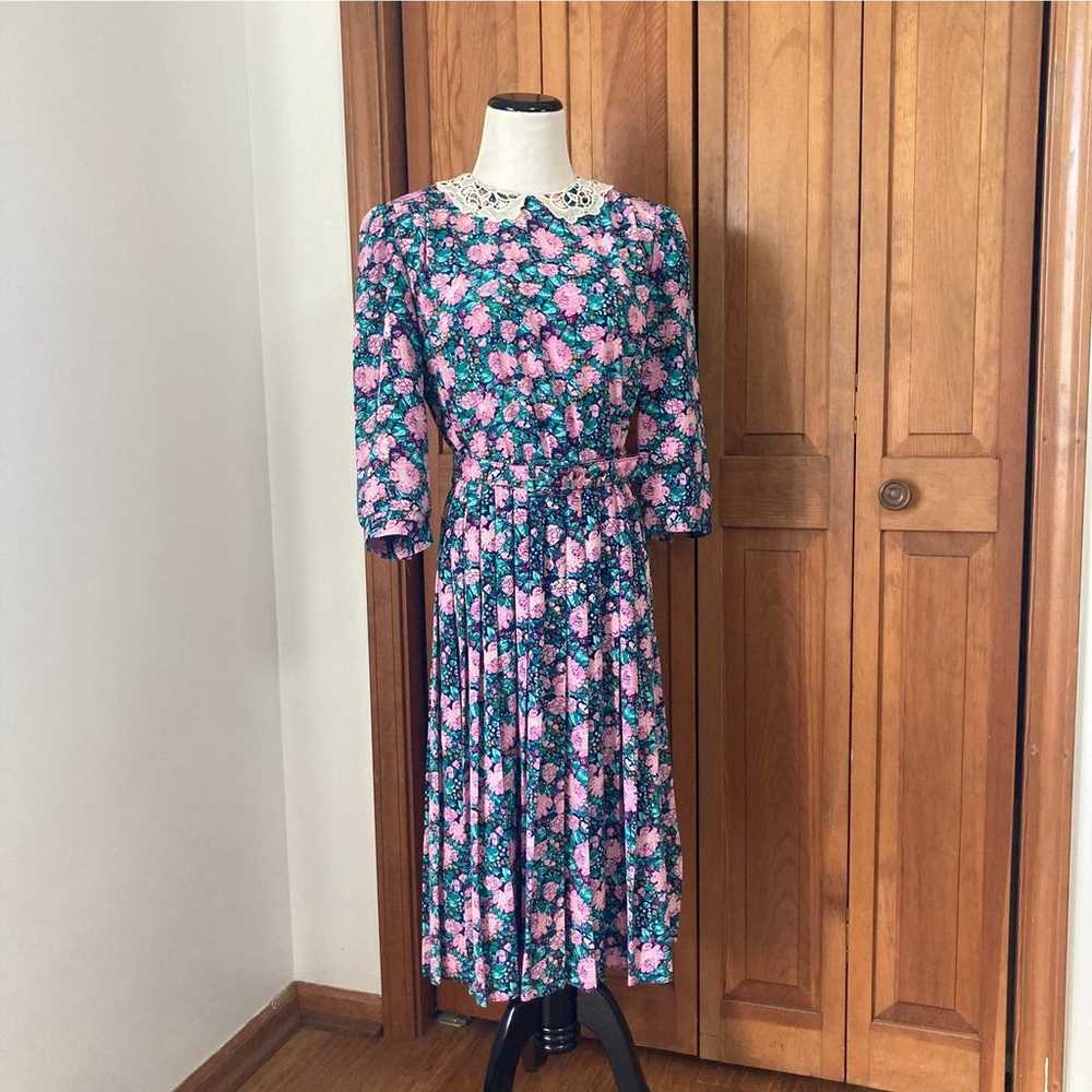 Vintage Lisa Petites Floral Midi Dress, Size S? - image 1