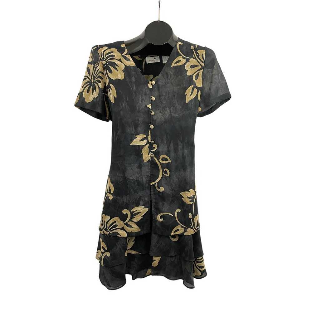 VTG Liz Claiborne Floral Dress Sz 10 Lined Casual… - image 1