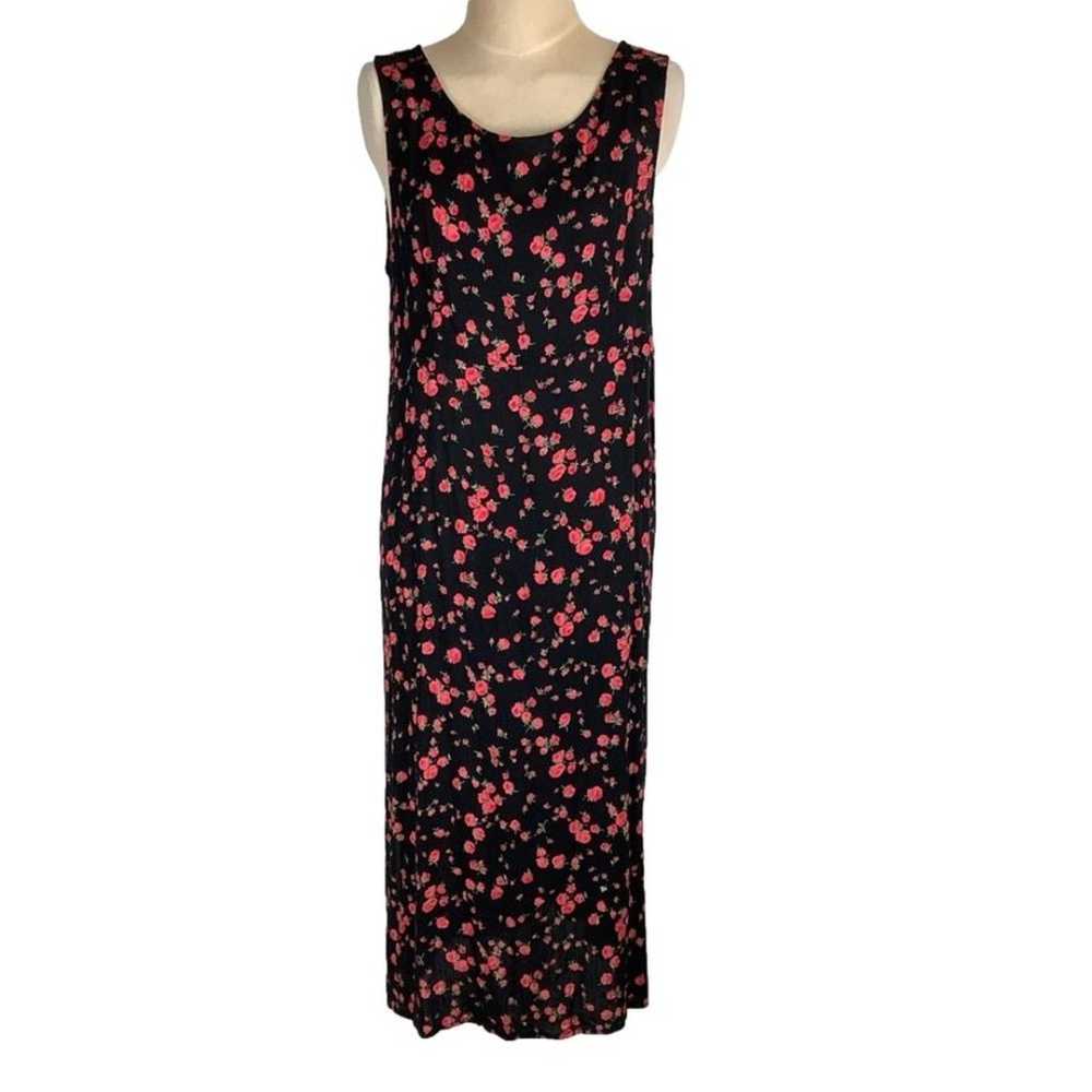 Vintage R&K Womens Rose Print Long Maxi Dress Cre… - image 1