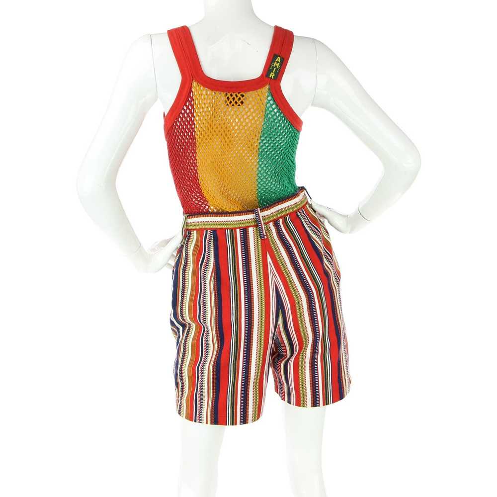 Vintage Vintage Striped Denim Shorts High Waist - image 4