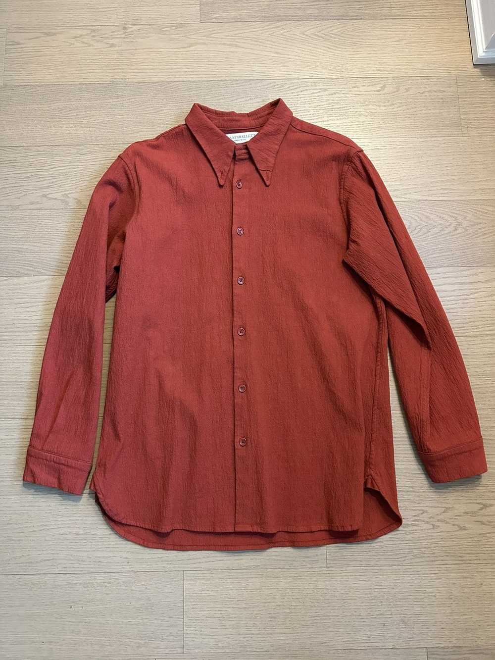 Staatsballett Red Crinkled Cotton Button-Up Shirt - image 1