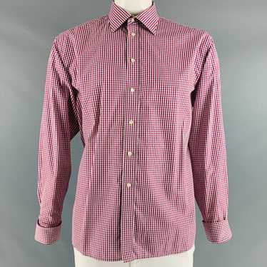 Eton Burgundy White Gingham French Cuff Long Slee… - image 1