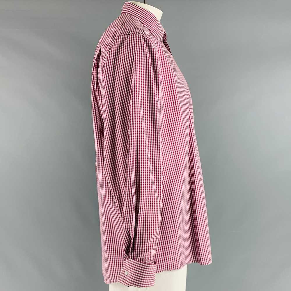 Eton Burgundy White Gingham French Cuff Long Slee… - image 2