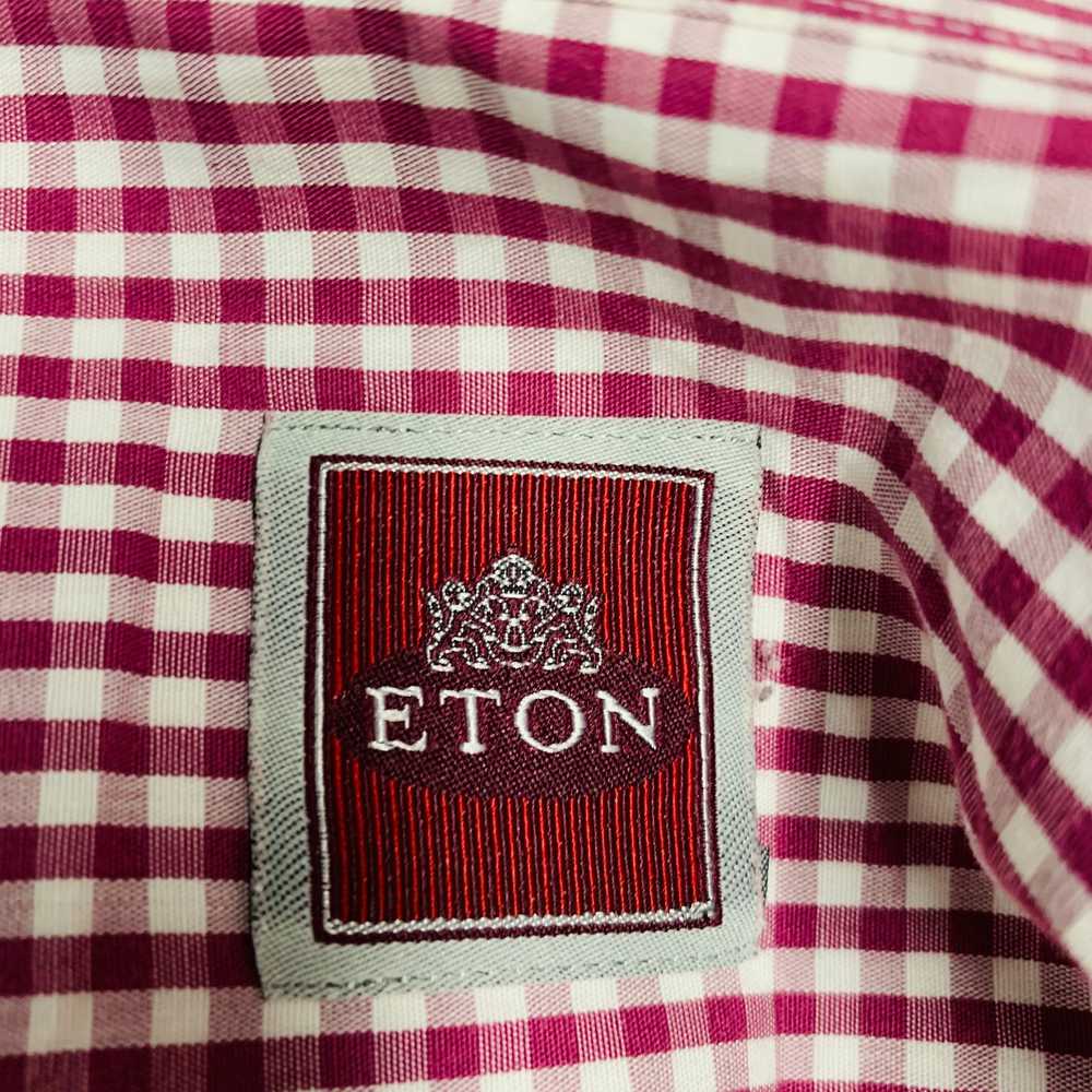 Eton Burgundy White Gingham French Cuff Long Slee… - image 4