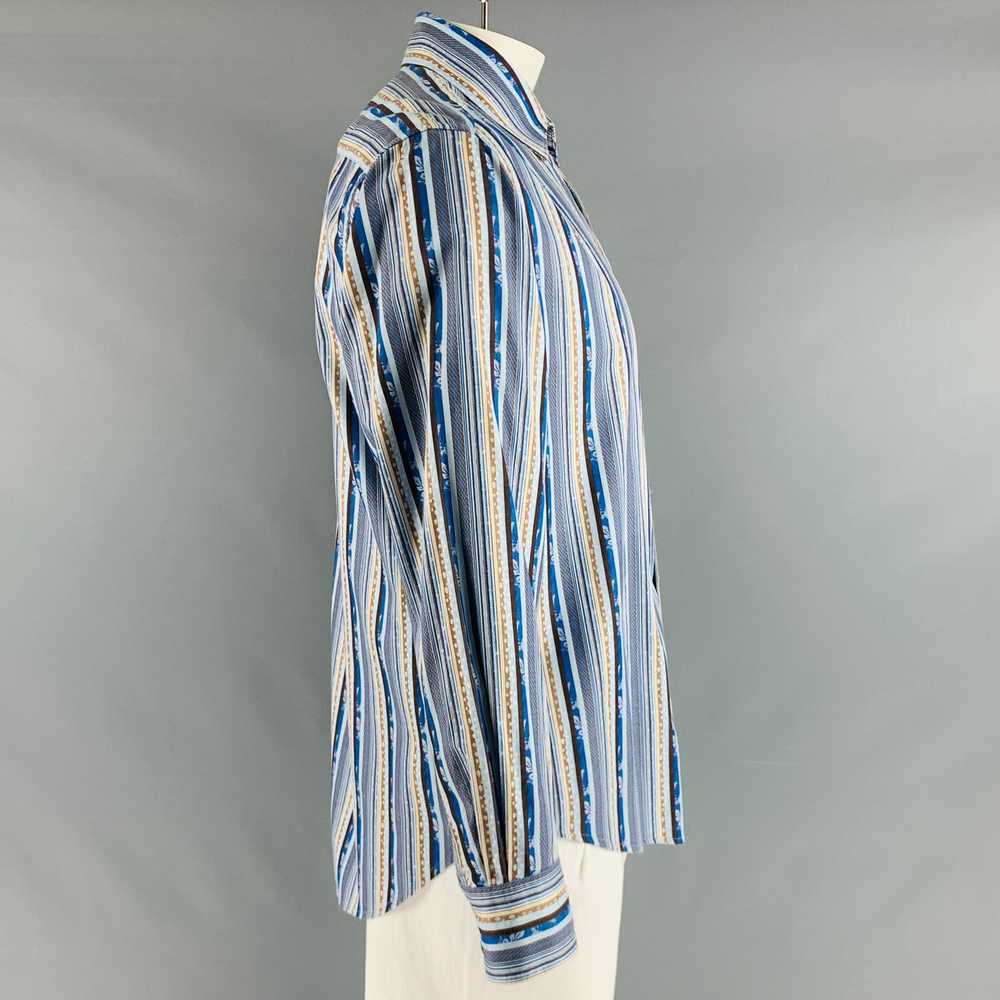 Robert Graham Blue Brown Stripe Cotton Button Up … - image 3