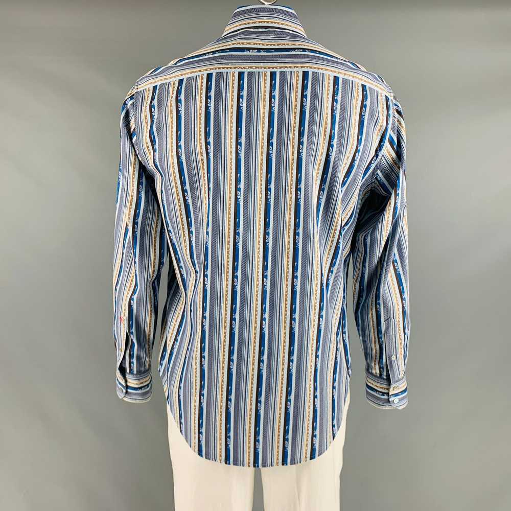 Robert Graham Blue Brown Stripe Cotton Button Up … - image 4