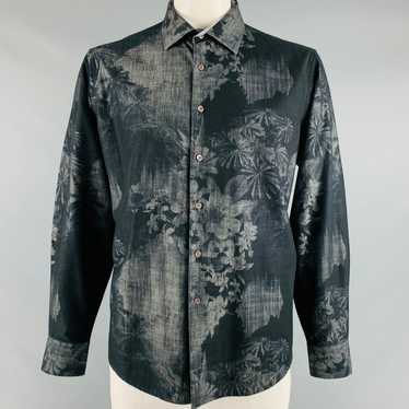 Other Black Grey Palms Cotton Button Up Long Slee… - image 1