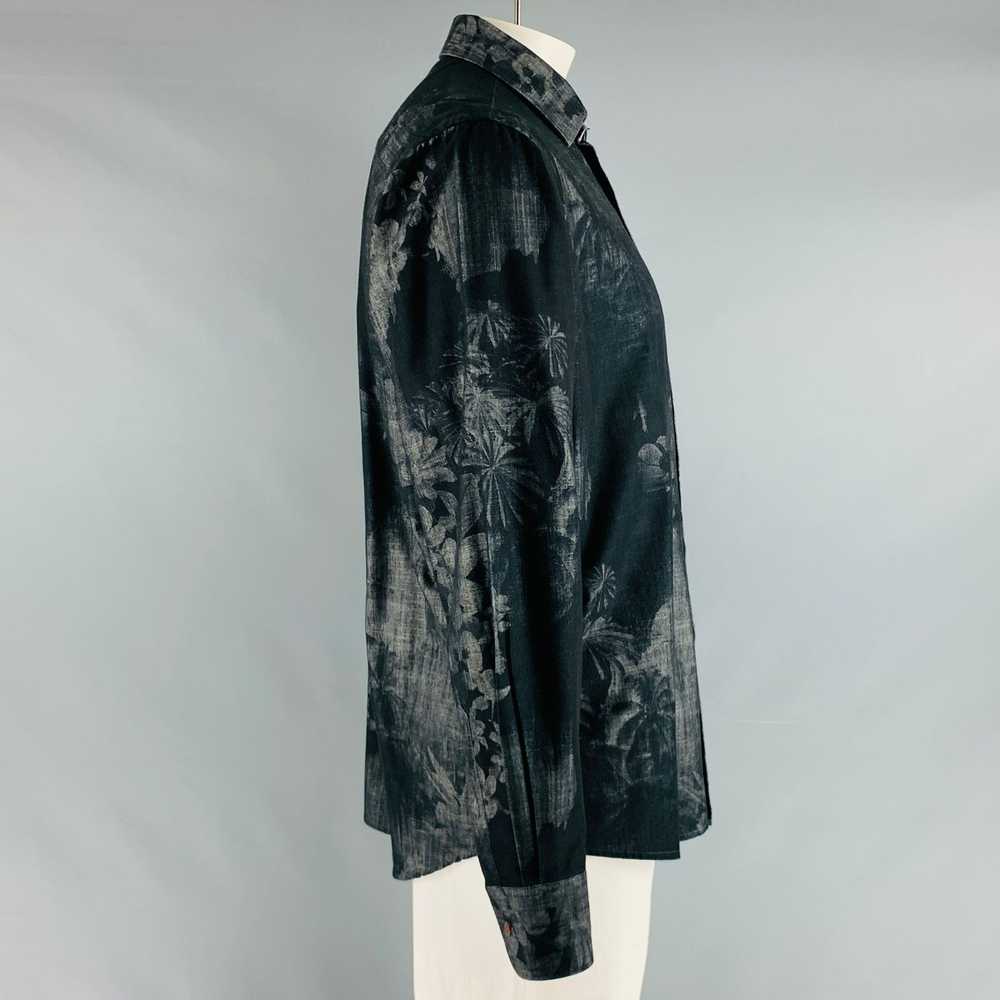 Other Black Grey Palms Cotton Button Up Long Slee… - image 3