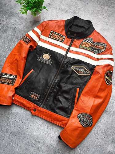 Leather Jacket × MOTO × Vintage Vintage 90s Castro