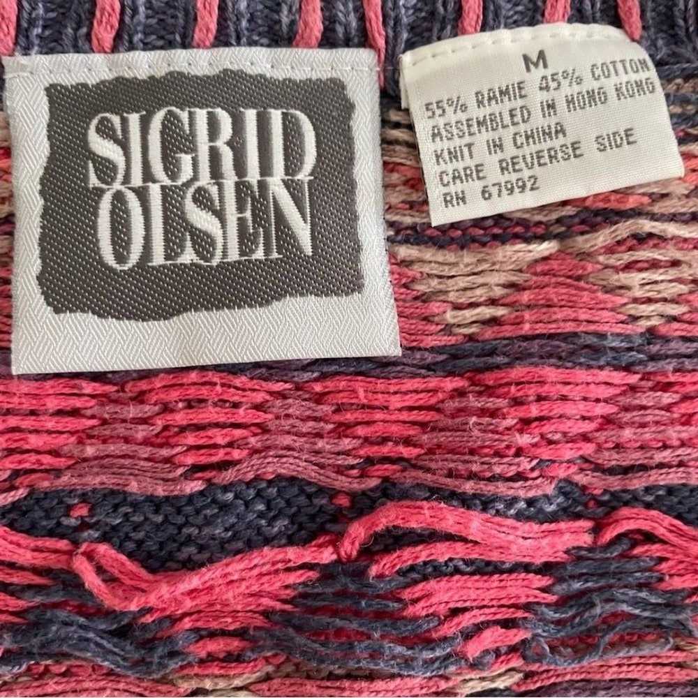 Vintage 90s Sigrid Olsen Sweater Vest Pink Blue S… - image 5