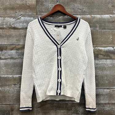 Vintage White Sailing Cardigan Sweater Long Sleev… - image 1