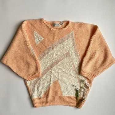 Vintage peach knit sweater top - image 1