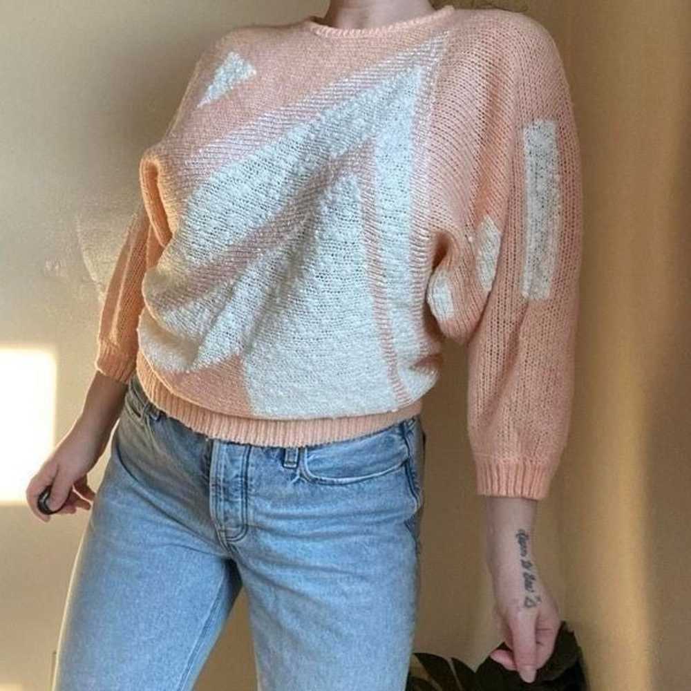 Vintage peach knit sweater top - image 6