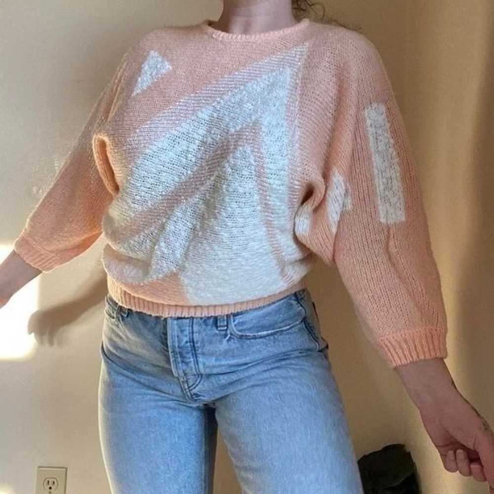 Vintage peach knit sweater top - image 7