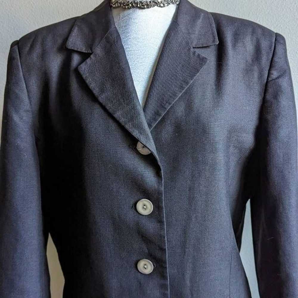Vintage 90s Black Linen Blazer Classic Chic Minim… - image 2