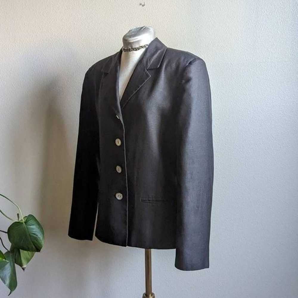 Vintage 90s Black Linen Blazer Classic Chic Minim… - image 5