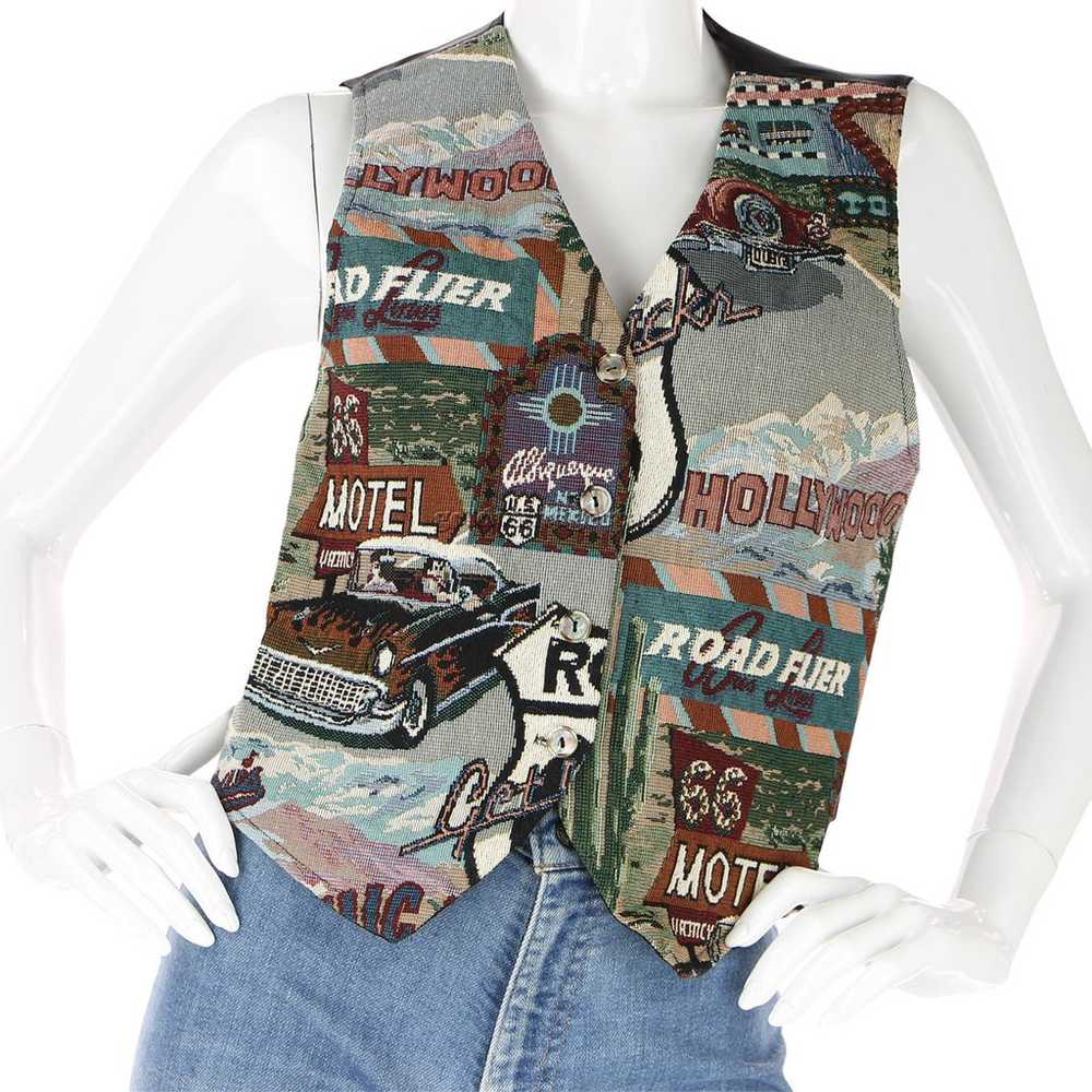 USA Tapestry Vest Hollywood Vintage Route 66 Chic… - image 10