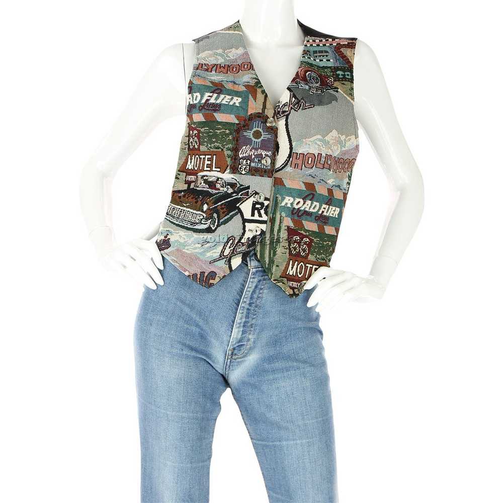 USA Tapestry Vest Hollywood Vintage Route 66 Chic… - image 11