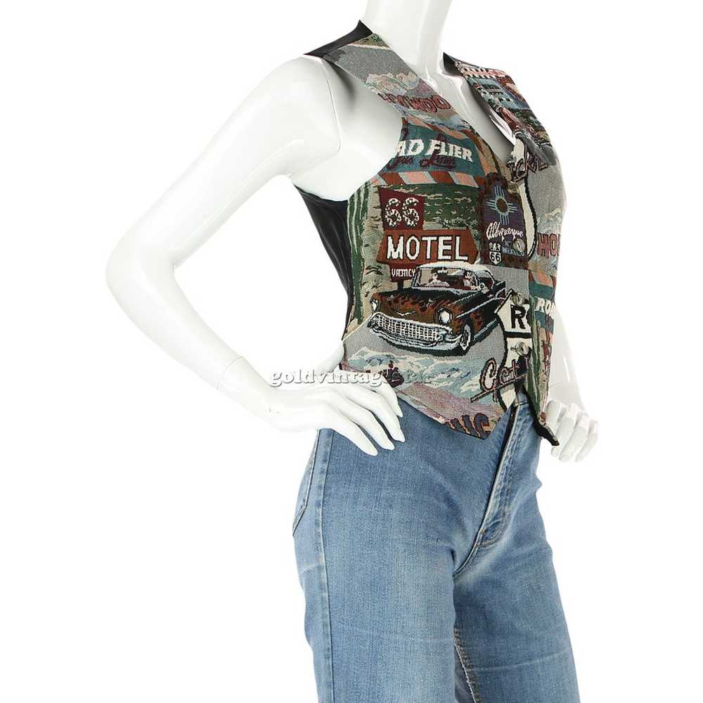 USA Tapestry Vest Hollywood Vintage Route 66 Chic… - image 3