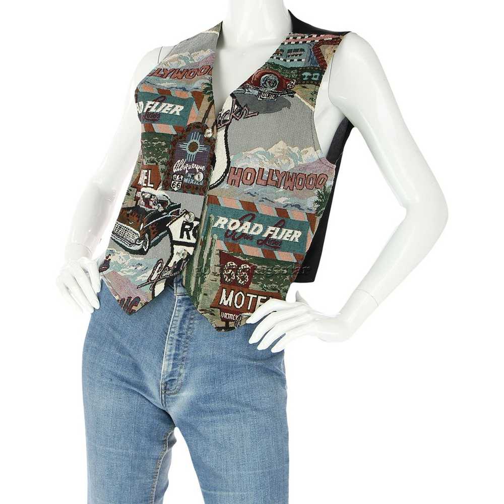 USA Tapestry Vest Hollywood Vintage Route 66 Chic… - image 4