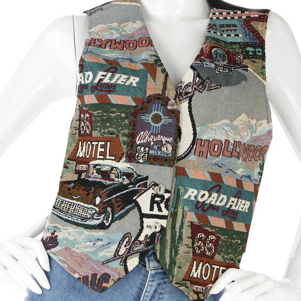 USA Tapestry Vest Hollywood Vintage Route 66 Chic… - image 7