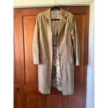Vintage Clio Suede Leather Duster Long Coat Jacke… - image 1